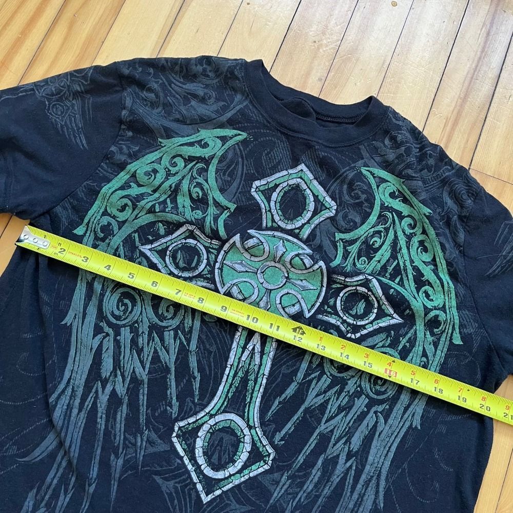 MMA Elite T Shirt Black Cross Wings Graphic Double Layer Long Sleeve Size L